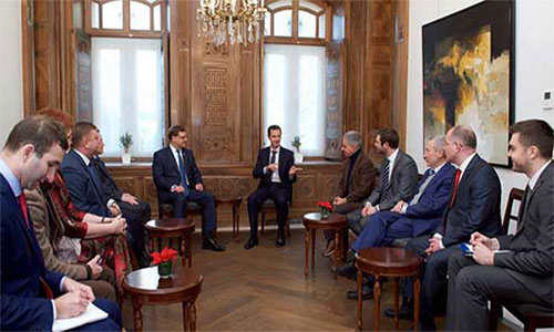 Bashar al Assad en un encuentro con diputados europeos y rusos Presidente sirio reitera rechazo a injerencia externa